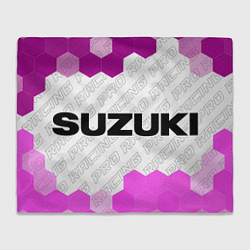 Плед флисовый Suzuki pro racing: надпись и символ, цвет: 3D-велсофт