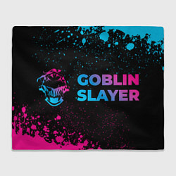 Плед флисовый Goblin Slayer - neon gradient: надпись и символ, цвет: 3D-велсофт