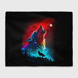 Плед флисовый Волки воют на луну, цвет: 3D-велсофт