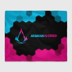 Плед Assassins Creed - neon gradient: надпись и символ