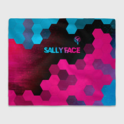 Плед флисовый Sally Face - neon gradient: символ сверху, цвет: 3D-велсофт