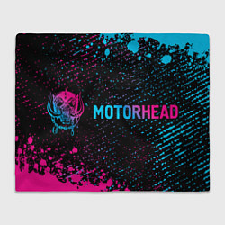 Плед флисовый Motorhead - neon gradient: надпись и символ, цвет: 3D-велсофт