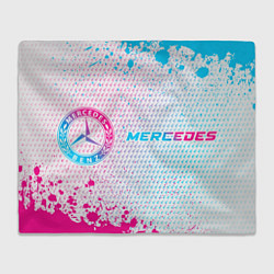 Плед Mercedes neon gradient style: надпись и символ
