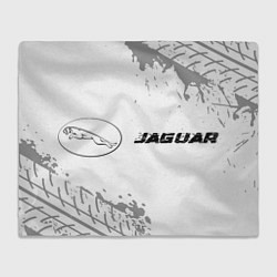 Плед Jaguar speed на светлом фоне со следами шин: надпи