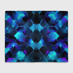 Плед флисовый Синие неоновые плиты, цвет: 3D-велсофт