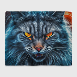 Плед флисовый Angry cat, цвет: 3D-велсофт