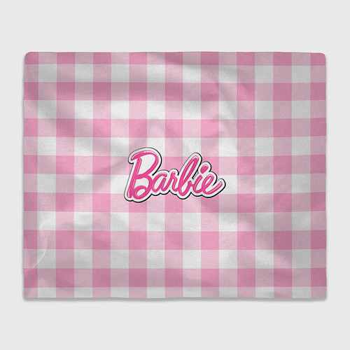 Плед Барби лого розовая клетка / 3D-Велсофт – фото 1