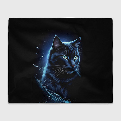 Плед Черный кот - брызги воды / 3D-Велсофт – фото 1