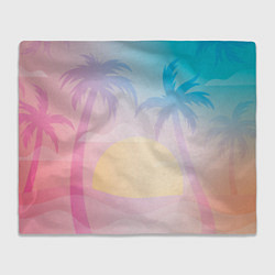 Плед флисовый Градиентовый летний пейзаж, цвет: 3D-велсофт