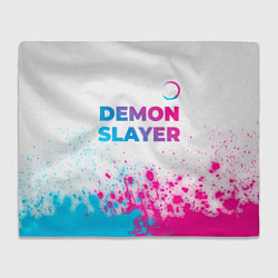 Плед флисовый Demon Slayer neon gradient style: символ сверху, цвет: 3D-велсофт