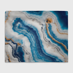 Плед флисовый Узор волна голубой океанический агат, цвет: 3D-велсофт