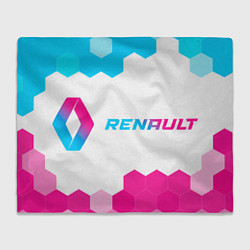 Плед флисовый Renault neon gradient style: надпись и символ, цвет: 3D-велсофт