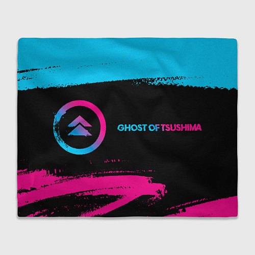 Плед Ghost of Tsushima - neon gradient: надпись и симво / 3D-Велсофт – фото 1