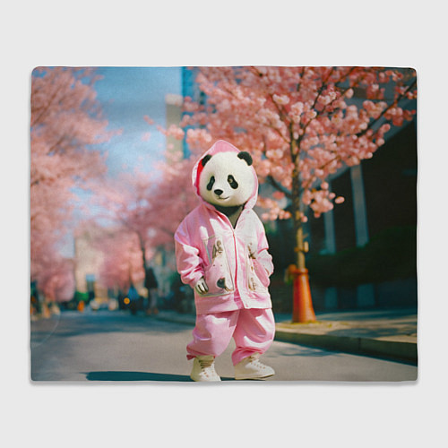 Плед Милая панда в пуховике / 3D-Велсофт – фото 1