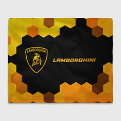 Плед флисовый Lamborghini - gold gradient: надпись и символ, цвет: 3D-велсофт