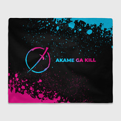 Плед флисовый Akame ga Kill - neon gradient: надпись и символ, цвет: 3D-велсофт