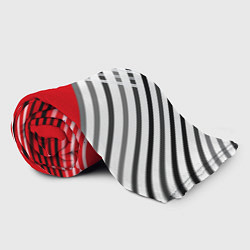 Плед флисовый Косые черно-белые полосы на красном, цвет: 3D-велсофт — фото 2
