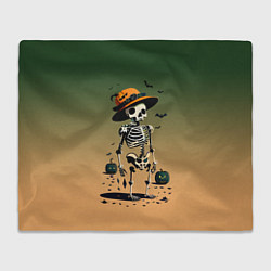 Плед флисовый Funny skeleton - halloween - neural network, цвет: 3D-велсофт