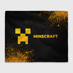 Плед флисовый Minecraft - gold gradient: надпись и символ, цвет: 3D-велсофт