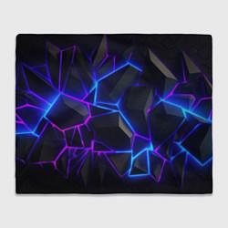 Плед флисовый Синий и фиолетовый неон, цвет: 3D-велсофт