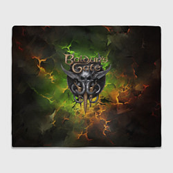 Плед Baldurs Gate 3 logo dark green fire