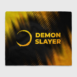 Плед Demon Slayer - gold gradient: надпись и символ