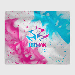Плед флисовый Hitman neon gradient style, цвет: 3D-велсофт