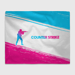 Плед флисовый Counter Strike neon gradient style: надпись и симв, цвет: 3D-велсофт