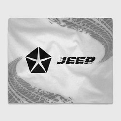 Плед Jeep speed на светлом фоне со следами шин: надпись