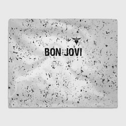 Плед флисовый Bon Jovi glitch на светлом фоне: символ сверху, цвет: 3D-велсофт