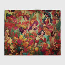 Плед Винтажные ретро леди и цветы