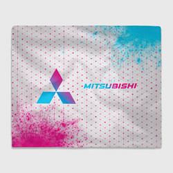 Плед Mitsubishi neon gradient style: надпись и символ