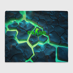 Плед флисовый CS GO green texture logo, цвет: 3D-велсофт
