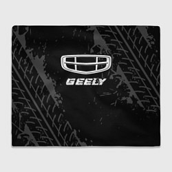 Плед флисовый Geely speed на темном фоне со следами шин, цвет: 3D-велсофт