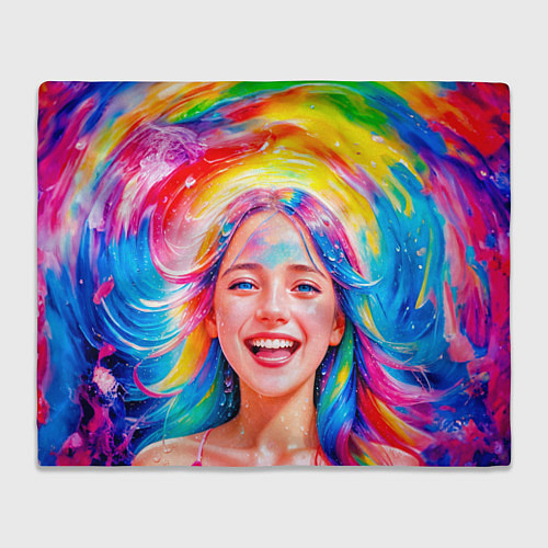 Плед Девушка с красочными волосами в каплях воды / 3D-Велсофт – фото 1