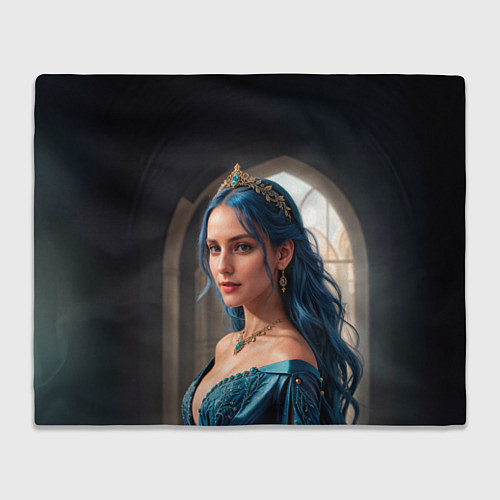 Плед Девушка принцесса с синими волосами / 3D-Велсофт – фото 1