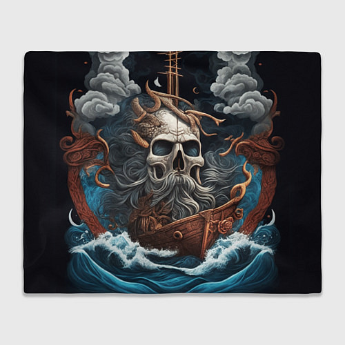 Плед Тату ирезуми черепа пирата на корабле в шторм / 3D-Велсофт – фото 1