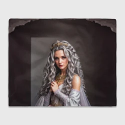 Плед флисовый Девушка с пепельно-серыми вьющимися волосами, цвет: 3D-велсофт