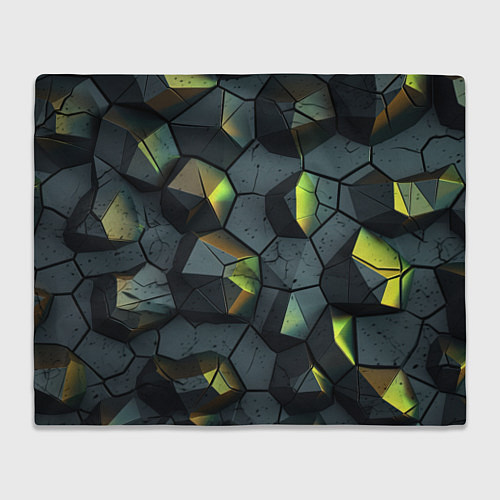 Плед Черная текстура с зелеными камнями / 3D-Велсофт – фото 1