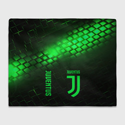 Плед флисовый Juventus green logo neon, цвет: 3D-велсофт