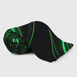 Плед флисовый Green lines black backgrouns, цвет: 3D-велсофт — фото 2
