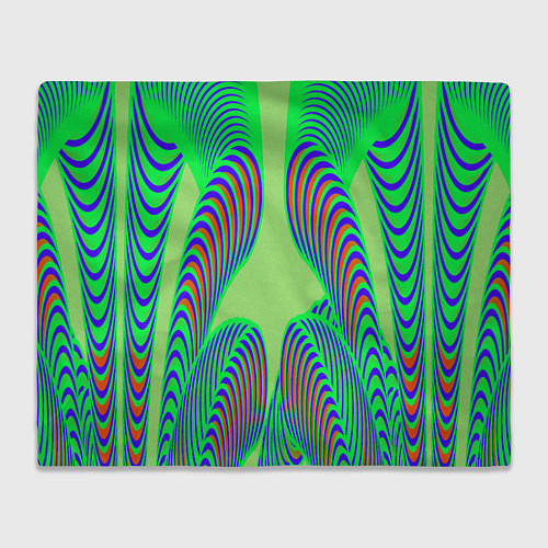 Плед Сине-зеленые изгибы / 3D-Велсофт – фото 1