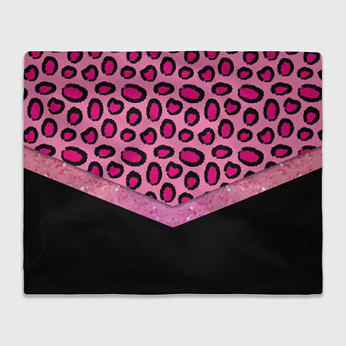 Плед Розовый леопард и блестки принт / 3D-Велсофт – фото 1