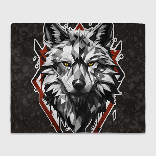 Плед Черный волк - полигональная голова зверя / 3D-Велсофт – фото 1