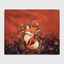 Плед флисовый Довольный лисёнок, цвет: 3D-велсофт