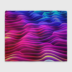 Плед флисовый Синие фиолетовые волны, цвет: 3D-велсофт