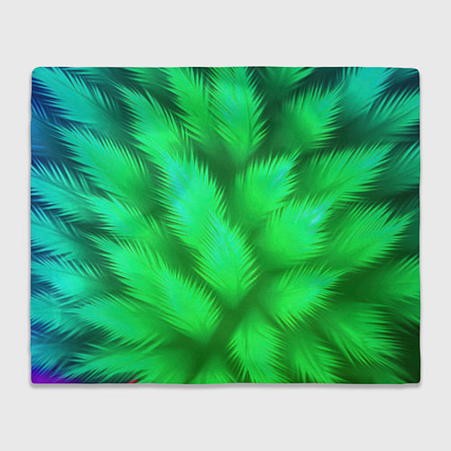 Плед Объемные пушистые зеленые листья / 3D-Велсофт – фото 1