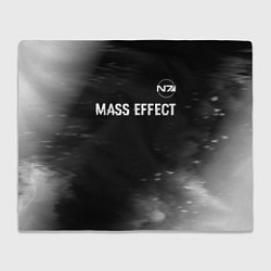 Плед флисовый Mass Effect glitch на темном фоне: символ сверху, цвет: 3D-велсофт