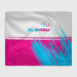 Плед флисовый Subaru neon gradient style: символ сверху, цвет: 3D-велсофт