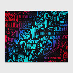 Плед флисовый Billie Eilish neon pattern, цвет: 3D-велсофт